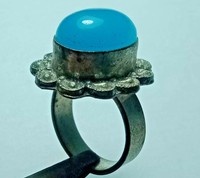 ANCIENT ROMAN SILVER RING WITH INSERTING STONE DETECTOR FINDS 