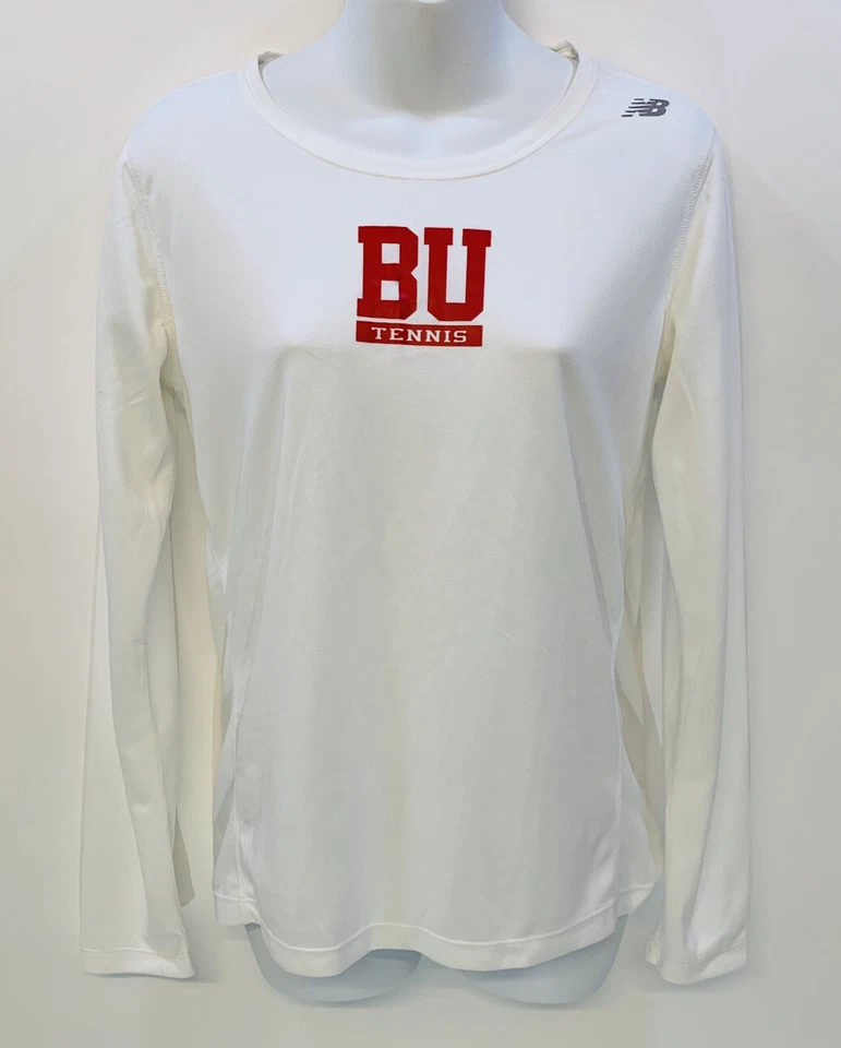 New Balance Women's BU Tennis White Long Sleeve Tee Shirt Top- Sz: M - Image 2 of 4