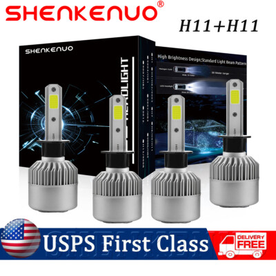H1+H1 Combo LED Headlight Bulbs Conversion Kit High Low Beam 6000K Cool White