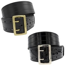 Sam Browne Police Duty Belt Perfect Fit 4 Row Stitch Black Leather Size 28-60