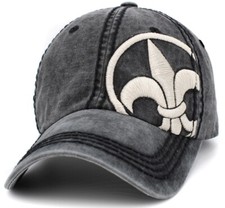 Fleur De Lis Coat of Arms Black Cap Vintage A...