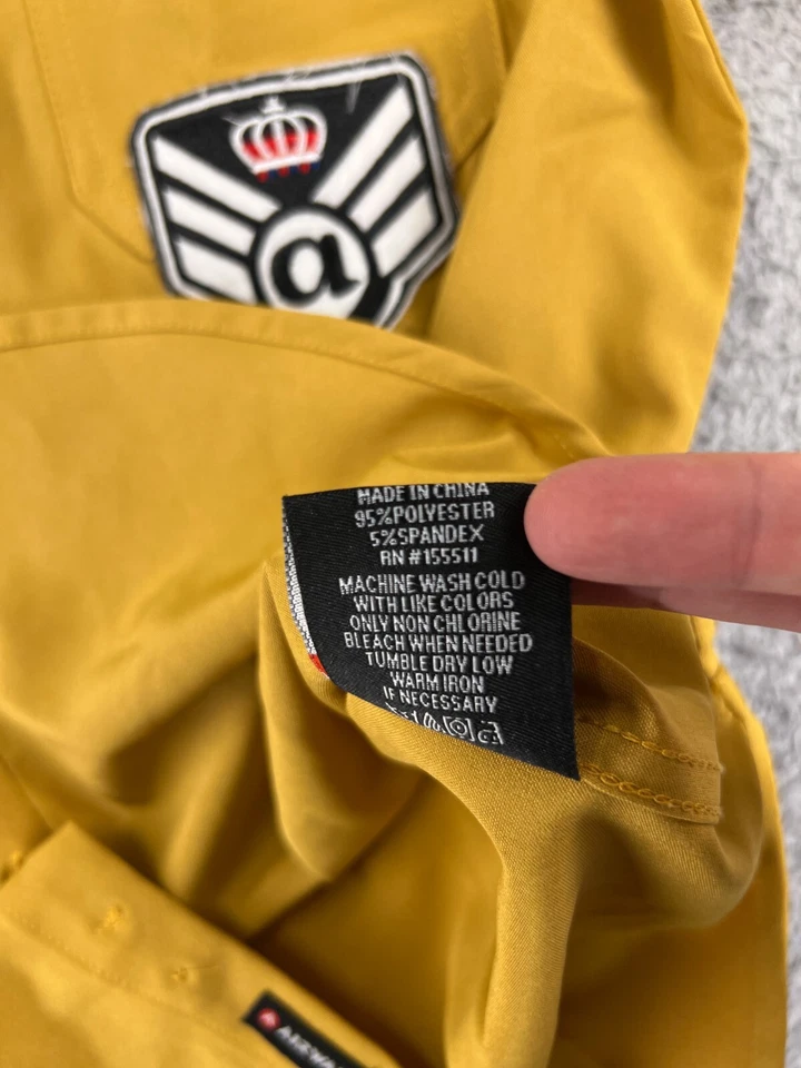 Airwalk Shirt Adult Small Yellow Army Style Patches Button Up Long Sleeve Poly - Image 4 of 4