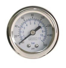 Viair 2 Single Needle White Face Air Gauge 160 Psi Max Air Suspension - 90087
