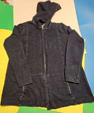 Purejill Indigo Denim Hoodie Open Jacket Size Small Petite Pre-owned