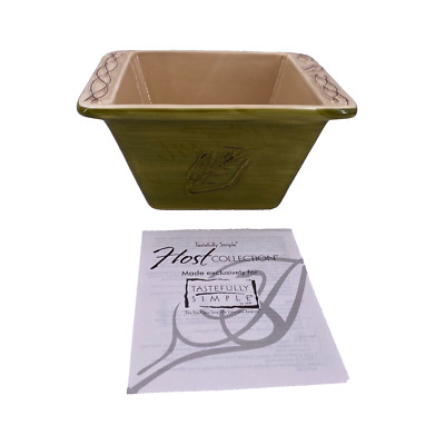 Tastefully Simple NEW Square Dipping Bowl Dish Green Leaf Host Collection