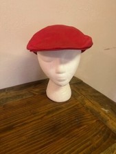 Vintage London Fog Cabbie / Newspaper Boy Red Hat Med 7 - 71/8 Made In USA
