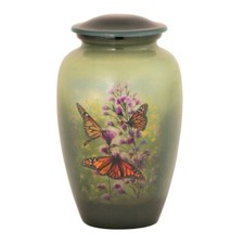 Large/Adult 210 Cubic Inch Metal Monarchs Butterfly Funeral Cremation Urn
