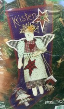 DIMENSIONS FELT APPLIQU  COUNTRY ANGEL 19  CHRISTMAS STOCKING ORNAMENT KIT 18091
