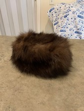 Vintage Brown Fur Pillbox Hat Very Nice  1960  s