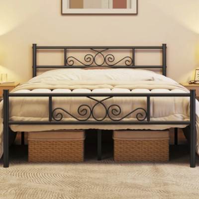 Queen Size Bed Frame Metal Platform Modern Marco De Cama Queen Cabecera Black