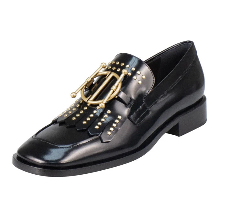 Mocassins femme en cuir de veau clouté brillant Christian Dior DIORDIRECTION 38,5 neufs dans leur boîte