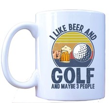 Funny Beer and Golf Mug Gift, Golfing Coffee Cup for Beer Lovers & Players