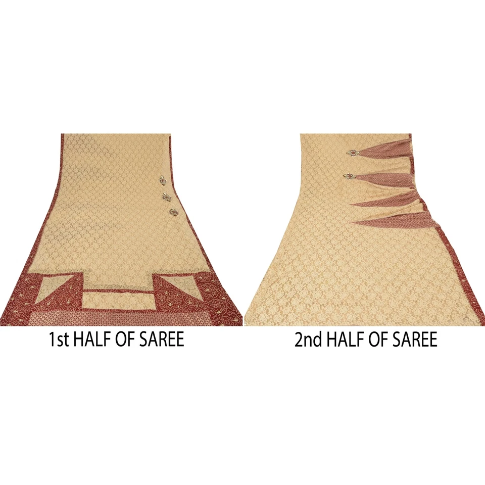 Sanskriti Vintage Sarees Art Silk Hand Embroidery Woven Prestitched Lehenga Sari - Image 4 of 4