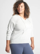 Athleta Evergreen Hoodie Sweater in Light Grey Heather  NWT  Plus Size 3X