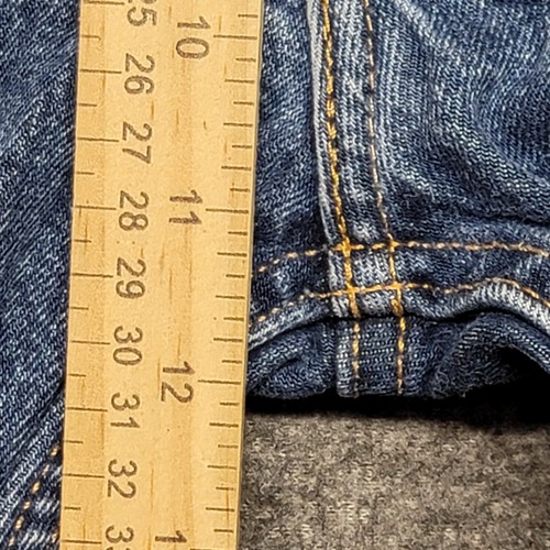 Levis Jeans Mens 36x25 Blue 505 Stonewash Regular Fit Straight Denim Altered Hem - Picture 9 of 21