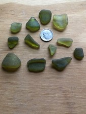 Lot of 12 Amber EDGES PATTERNS LIPS TOPS Genuine Surf Tumbled Sea Beach Glass