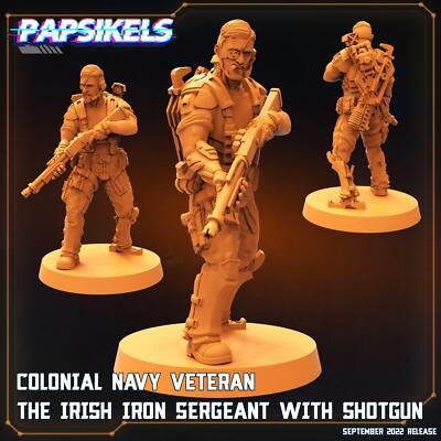 3D Printed Papsikels Cyberpunk Sci-Fi Colonial Navy Veteran The Irish Iron