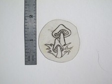 vtg 1960s 70s Tattoo Flash acetate stencil 2 Toadstool in Grass signed SHR1