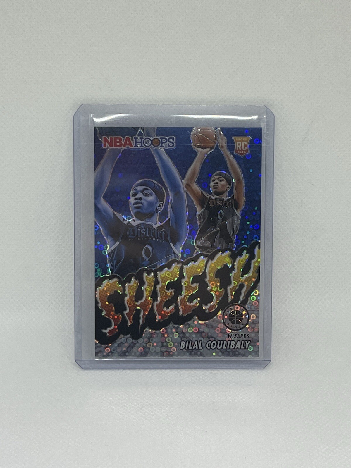2023-24 Hoops Premium Stock #14 Bilal Coulibaly SHEESH! Disco Prizm RC - Wizards
