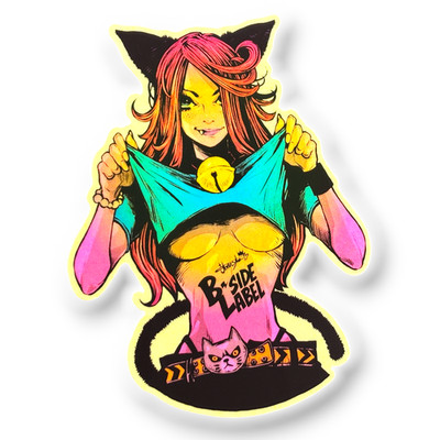 Playful Cat Girl   B-Side Label Sticker   Japan