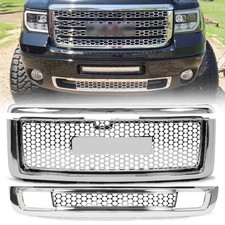 3pcs For 2007-2013 Gmc Sierra 1500 Denali Upper Lower Grille Hood Molding Chrome 3pcs For 2007-2013 Gmc Sierra 1500 Denali Upper Lower Grille Hood Molding Chrome