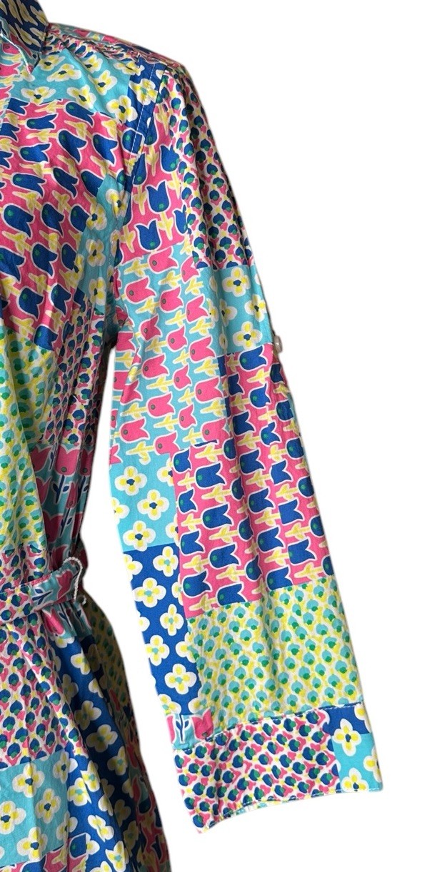 Talbots Island Patchwork Floral Print Belted Shir… - image 6