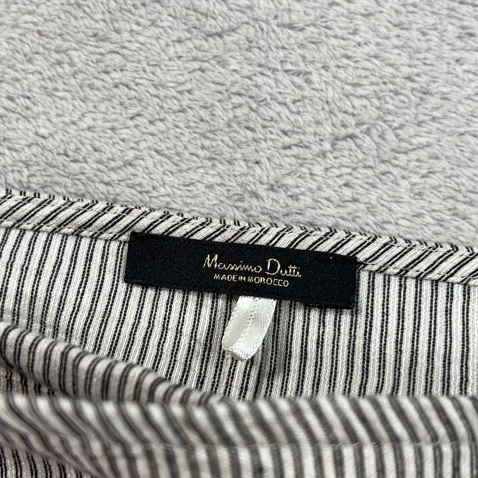 Massimo Dutti Wrap Skirt Womens Large Gray Beige Striped Linen Blend Woven - Image 3 of 4