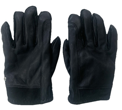 Authentic Men's UGG Faux Fur-Lined Leather Gloves Black Large