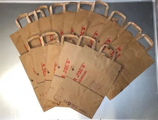 15 TRADER JOE'S BROWN PAPER GROCERY SHOPPING BAGS Size 20" inch handles reusable