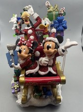 Disney Parks Christmas Santa Mickey Sleigh Figurine Minnie Donald Goofy, W/box