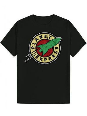 Men'S Summer Casual Round Neck Polyester Graphic T-Shirt with Planet Express Log