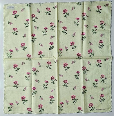 Burberry Women's Cotton Shawl/Scarf Yellow Pink Green Floral Lace