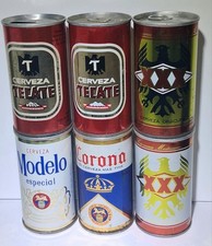 Lote de 6 latas de cerveza mexicana vintage Tecate Corona Modelo Dos Equis XX Obscura Ect