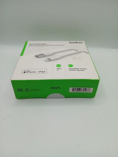 Belkin MFi-Certified USB-A to Lightning Cable 6ft White CAA014-04PK | NEW SEALED - Picture 3 of 3