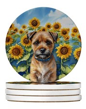Border Terrier in Sunflowers Large Sandstone ...