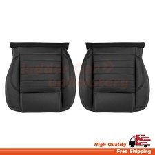 Fit 2010 - 2014 Ford Mustang Gt Driver Passenger Bottom Leather Seat Cover Black