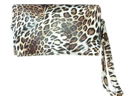 Just Solutions  The Eye Pocket Clutch Animal Print Triangle Wristlet EUC bag