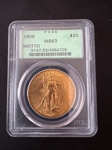 1908 saint gaudens double eagle 20 us gold coin