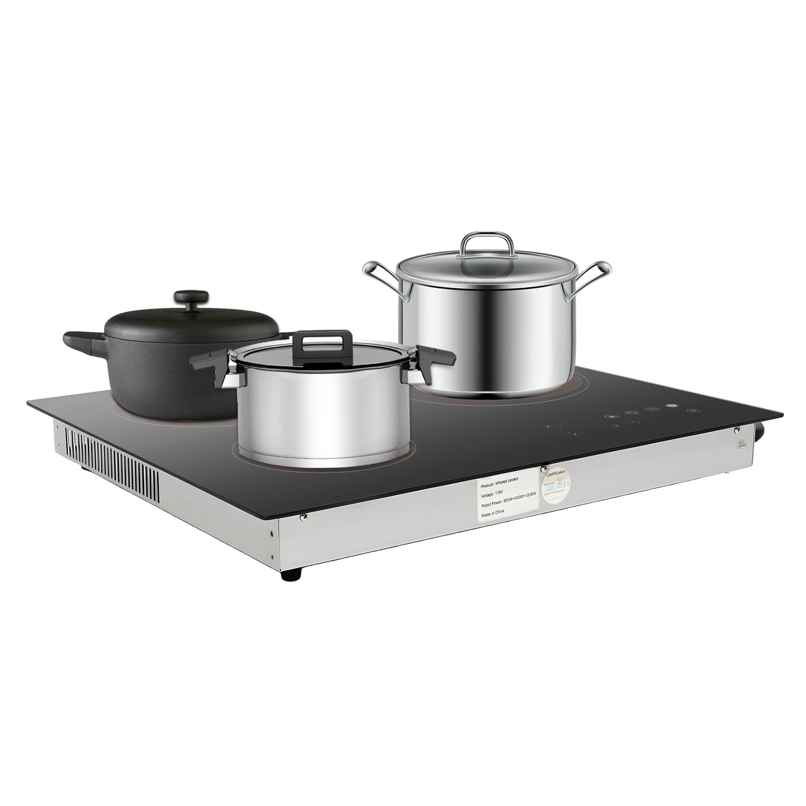 24" 3-Burner Built-in Electric Cooktop Ceramic Stove Top Touch Timing 110V 2600W