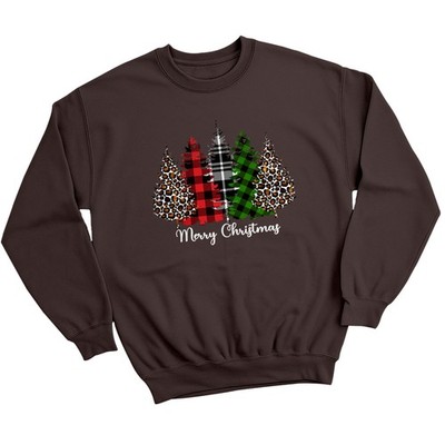Merry Christmas kariert Leopard Bäume Weihnachten Urlaub Damen Sweatshirt festlich