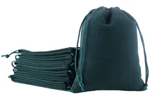 Sansam Large Velvet Gift Bags with Drawstring, 10pcs 8.0x10.0 Inch Dark Green...