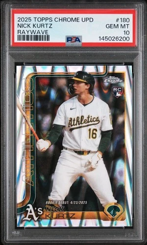 Nick Kurtz 2025 Topps Chrome Update Rookie Debut Raywave Refractor PSA 10 RC