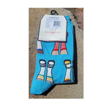Socksmith womens.  socks and sandals . shoe size 5-10.5. funny socks blue