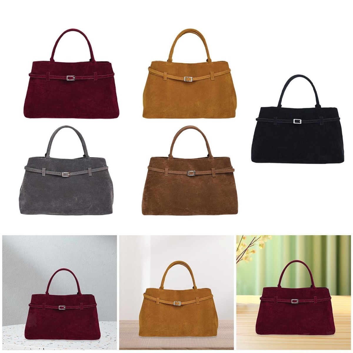 Wildleder Handtasche Damen - Vintage Style Mit Riesigem Stauraum