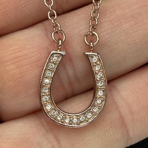 Authentic Ciro necklace rose gold plated lucky horseshoe station pendant crystal 18''