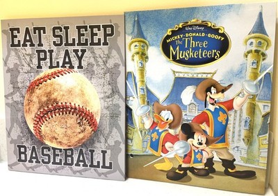 2 Lot 3-Hole FOLDERS The Three Musketeers & Eat Sleep Play Baseball Disney kids
