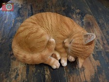 SLEEPING GINGER CAT By Vivid Arts Real Life. Detailed Garden or Home Figure