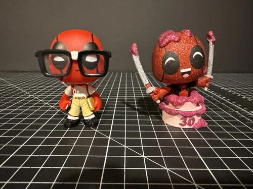 Funko Mystery Mini Deadpool 30 Years 1/72 Rate Lot Nerdy & Birthday Cake Glitter