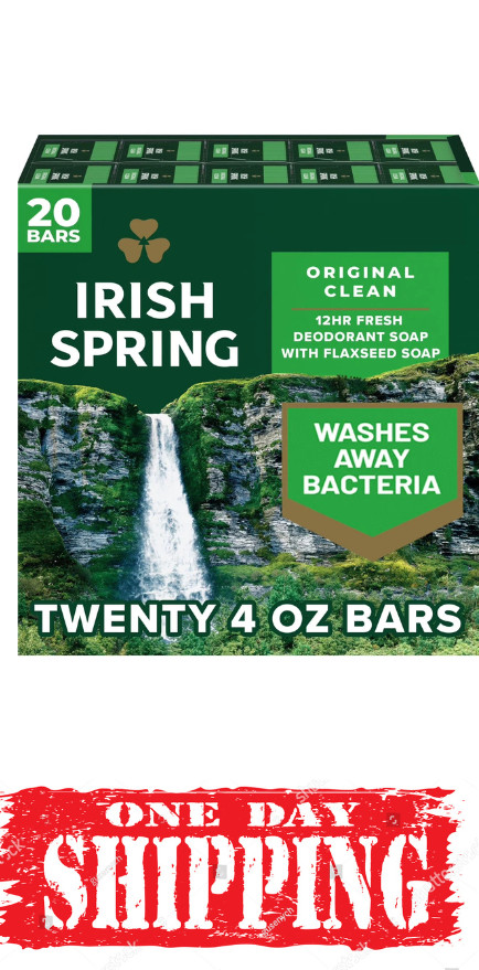 Irish Spring Bar Soap, Original Clean (4 oz., 20 ct.) New Larger Size Bars
