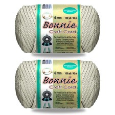 Pepperell Bonnie Braid Macrame Cord | 6mm x 100yd White (Value 2-Pack) | Twis...